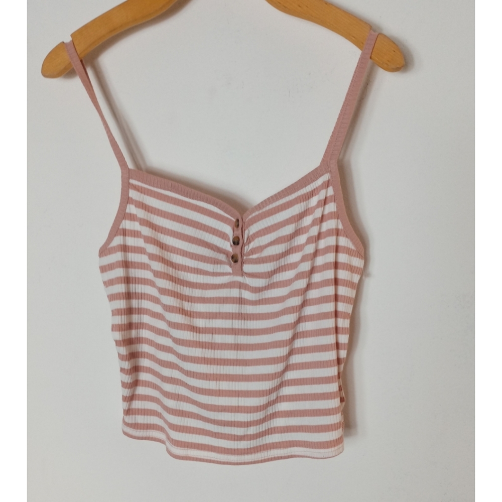 Topshop Ribbed Button Tank Top